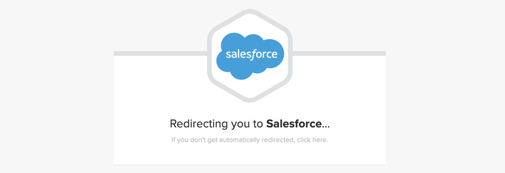 Image showing the redirect while connecting to Salesforce.